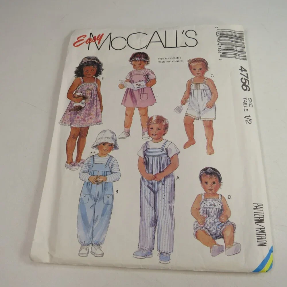 McCalls 4756 EASY Clothing Patterns (complete) Overalls, Sundress, Jumper